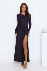 Sophisticated Silhouette Long Sleeve Maxi Dress Navy